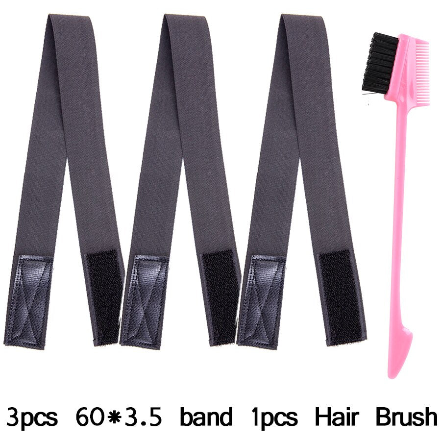 60CM Edges Hair Wrap Wig Band Multifunction Control Hair Brush For Wigs Double Sided Makeup Comb Professional Melt Band 4pcs/set