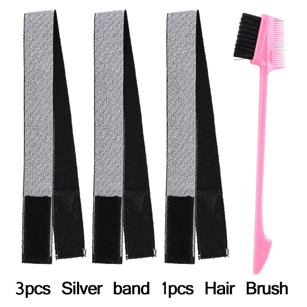 60CM Edges Hair Wrap Wig Band Multifunction Control Hair Brush For Wigs Double Sided Makeup Comb Professional Melt Band 4pcs/set