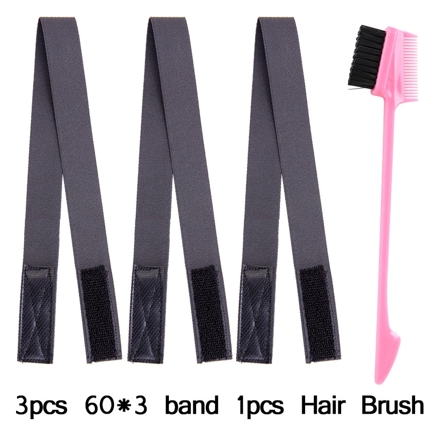 60CM Edges Hair Wrap Wig Band Multifunction Control Hair Brush For Wigs Double Sided Makeup Comb Professional Melt Band 4pcs/set