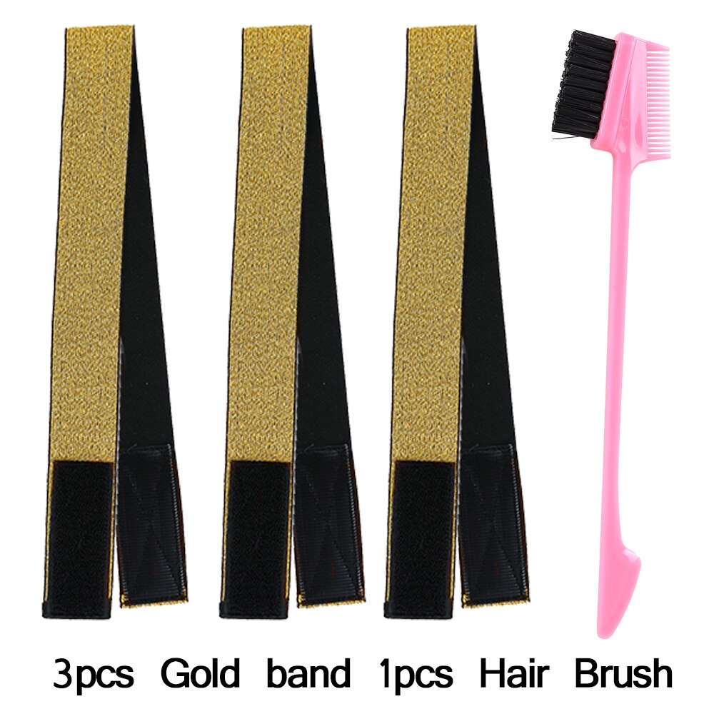 60CM Edges Hair Wrap Wig Band Multifunction Control Hair Brush For Wigs Double Sided Makeup Comb Professional Melt Band 4pcs/set
