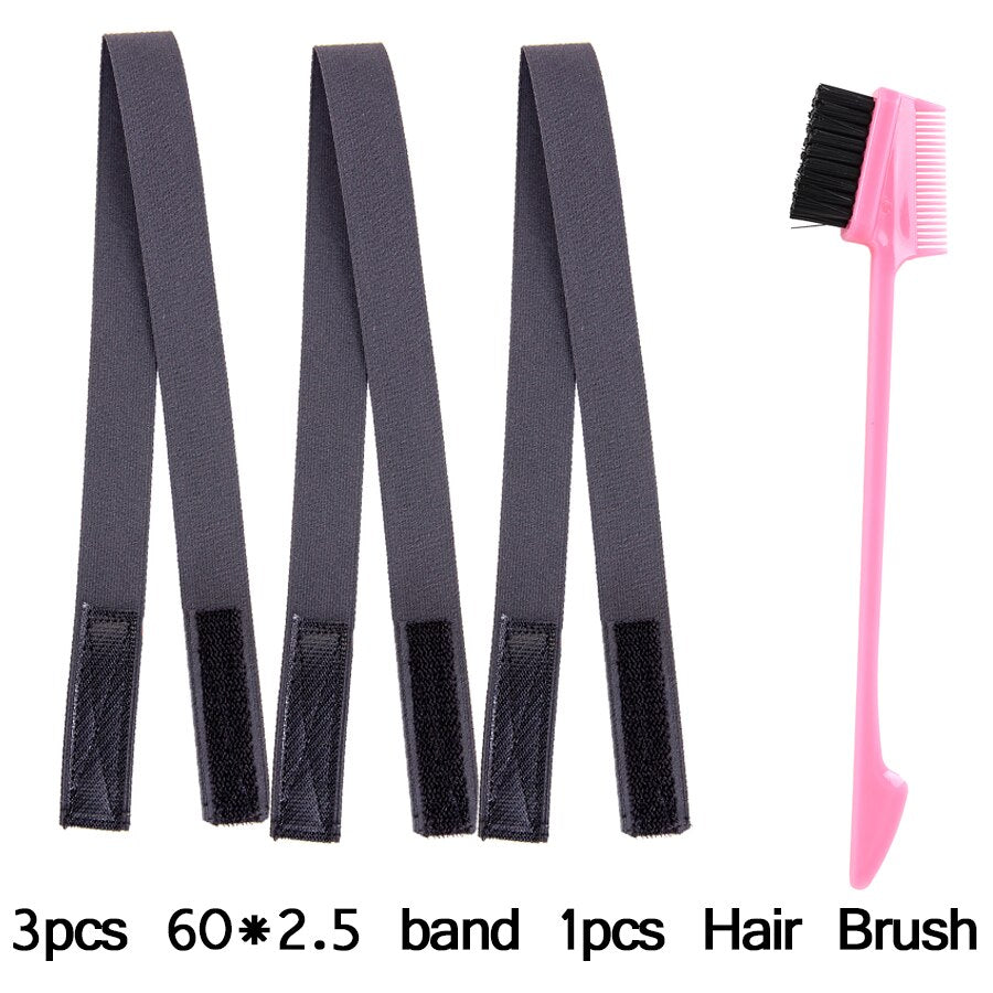 60CM Edges Hair Wrap Wig Band Multifunction Control Hair Brush For Wigs Double Sided Makeup Comb Professional Melt Band 4pcs/set