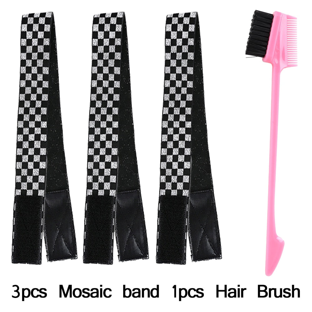 60CM Edges Hair Wrap Wig Band Multifunction Control Hair Brush For Wigs Double Sided Makeup Comb Professional Melt Band 4pcs/set