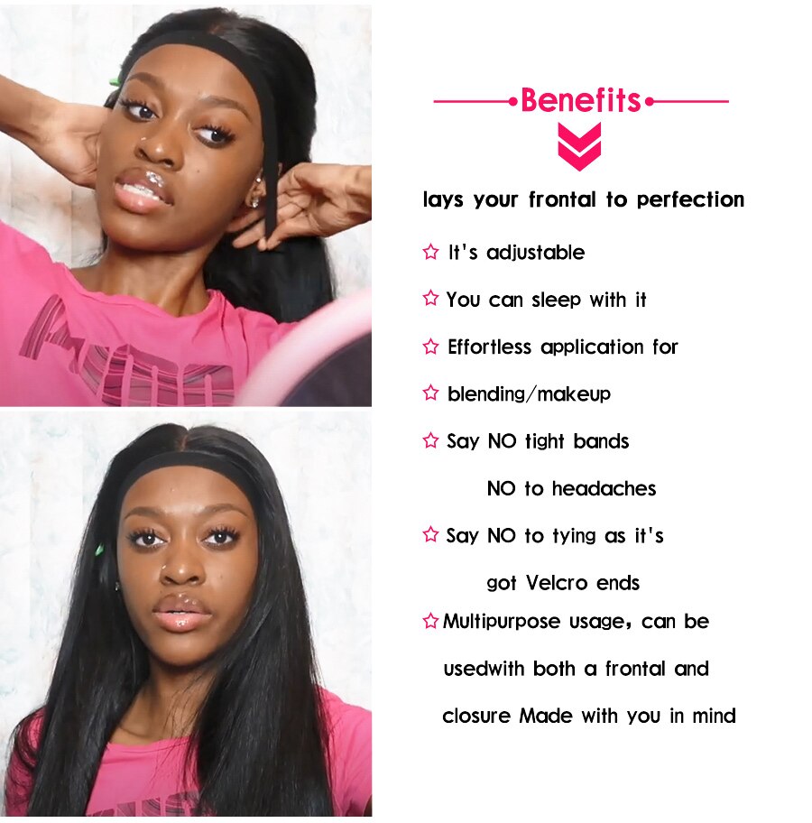 60CM Edges Hair Wrap Wig Band Multifunction Control Hair Brush For Wigs Double Sided Makeup Comb Professional Melt Band 4pcs/set