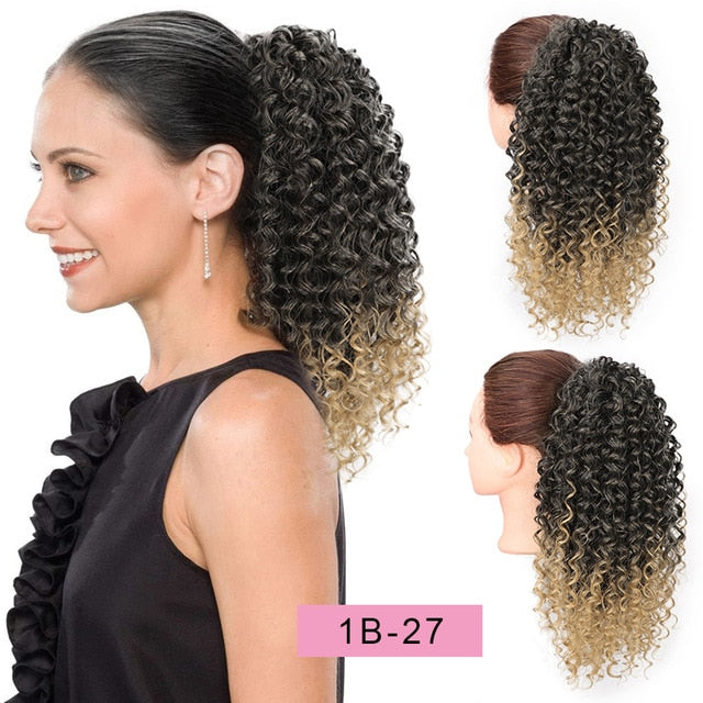 Synthetic Afro Kinky Curly Hair Extension Drawstring Puff Ponytail Synthetic Clip in Pony Tail African American Hair Extension