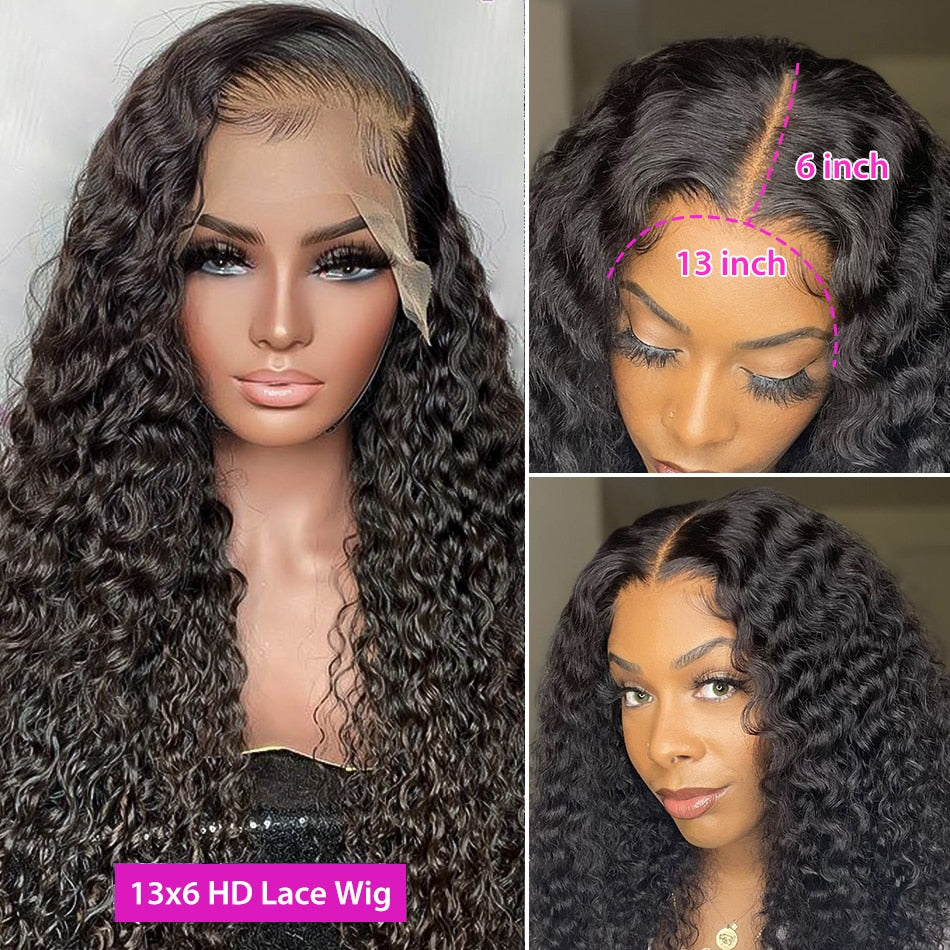 13x6 Water Wave Lace Front Wig Curly Wigs For Women Human Hair Bob Pre Plucked 30 Inch 13x4 Hd Transparent Deep Wave Frontal Wig
