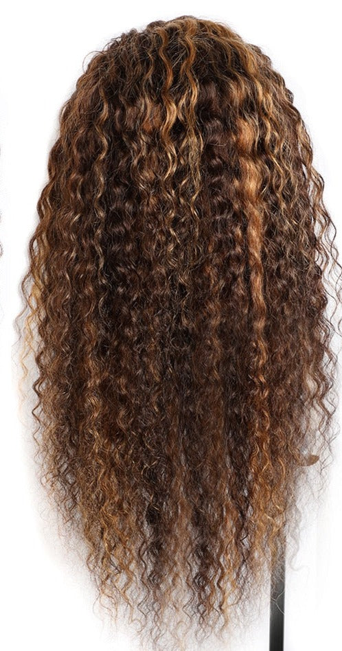 Ombre Headband Wigs Human Hair Water Curly Headband Human Hair Wigs for Women Brazilian Highlight Wigs Honey Blonde Wig