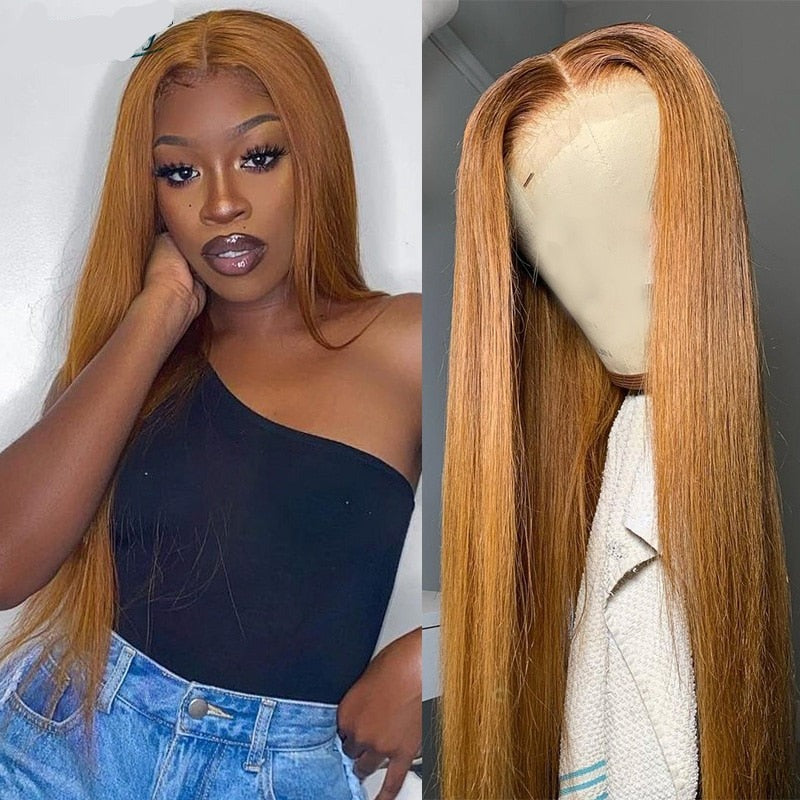 Ginger Blonde Lace Front Wigs Straight Peruvian Transparent HD Lace Human Hair Wigs Burgundy 99J 13*1 Part Lace Wigs Remy Orange