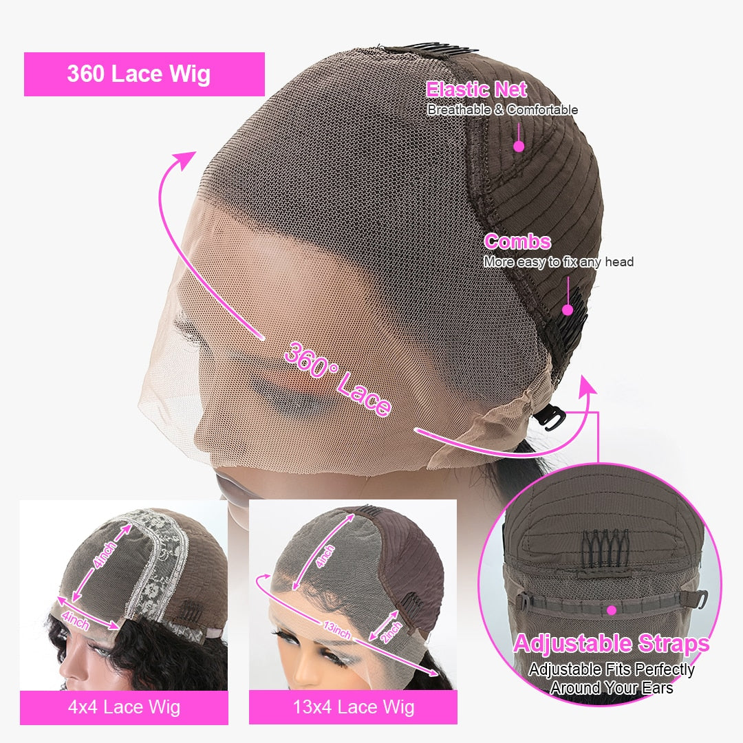 360 Full Lace Frontal Wig Human Hair Pre Plucked Brazilian Deep Wave Frontal Wig 13x4 HD Lace Front Human Hair Wigs For Women