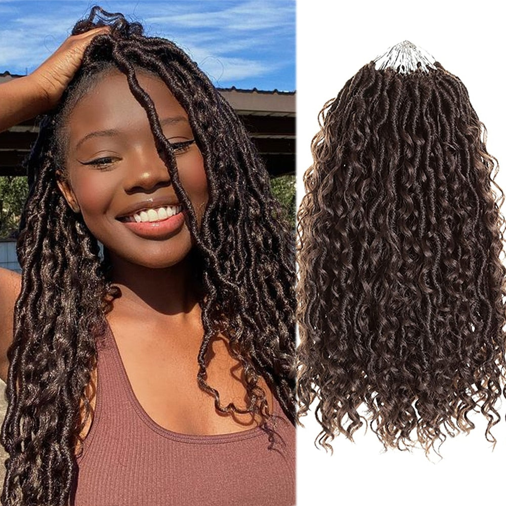 Synthetic Crochet Braids Hair Passion Twist River Goddess Braiding Hair Extension Ombre Brown Faux Locs With Curly Hair X-TRESS