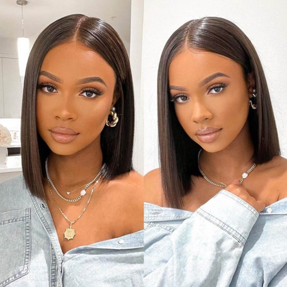 Straight Short Bob Wig V Part Wig Human Hair No Leave Out Glueless Upgrade U Part Wigs Brazilian Short Wigs Human Hair