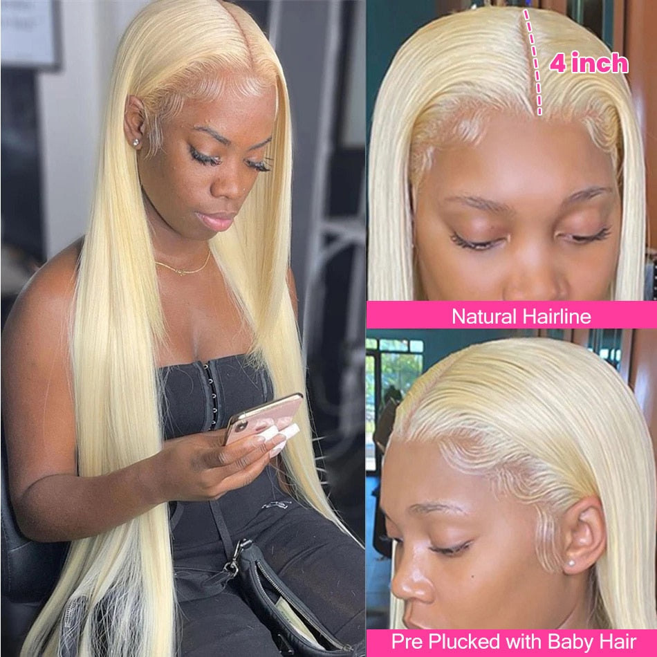 Blonde 613 Lace Frontal Wig 13x6 HD Lace Front Human Hair Wigs Pre plucked Straight Human Hair Wigs For Women 613 Short Bob Wig