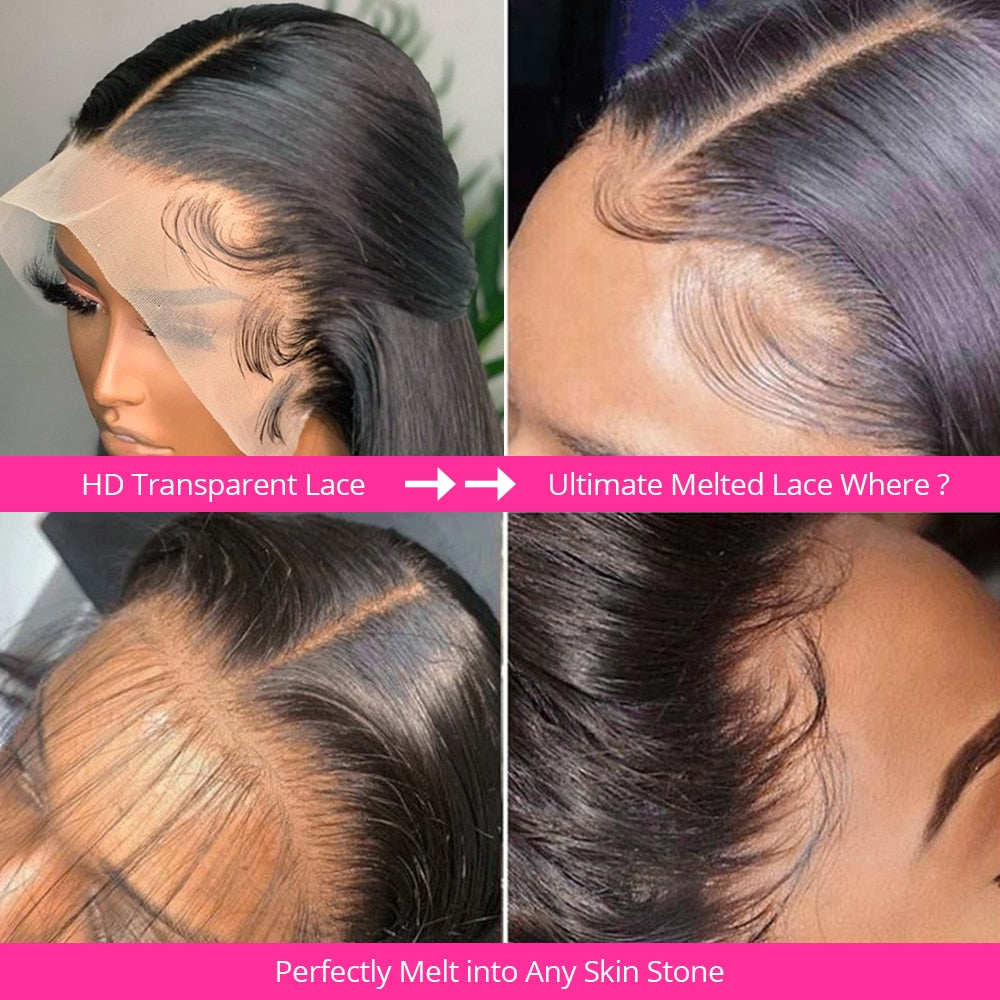 360 Full Lace Frontal Wig Human Hair Pre Plucked Brazilian Straight Human Hair Wigs For Women 13X4 HD Lace Frontal Wigs