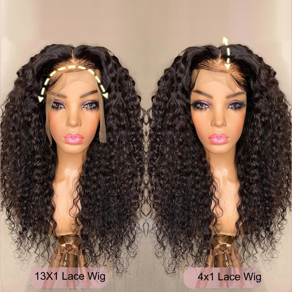 150 Density Deep Wave Glueless Curly Lace Front Wigs Water Natural Black Women Synthetic Hair Pre Plucked Daily Wig