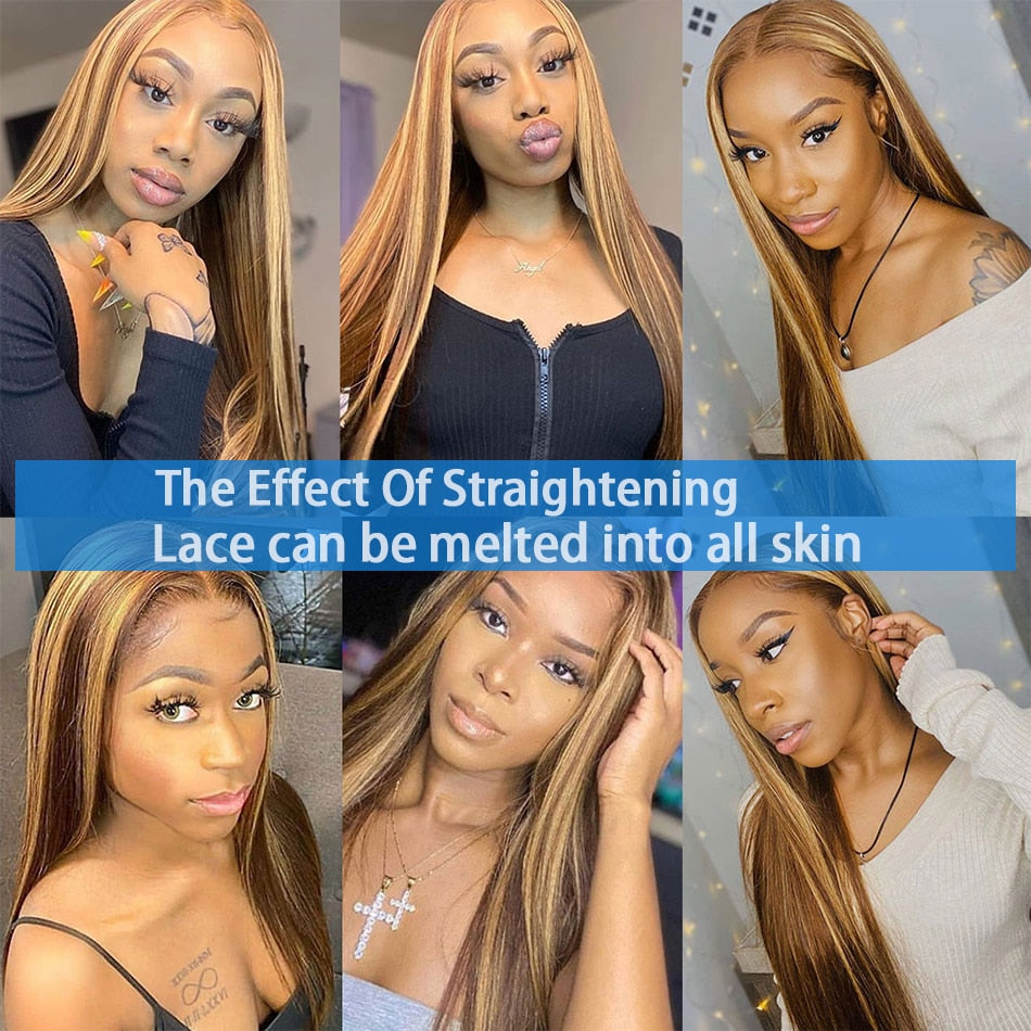 Highlight Wig Human Hair Honey Blonde Body Wave Lace Front Wig 30 32 Inch Brazilian Hair Wigs For Women 13x4 Hd Lace Frontal Wig