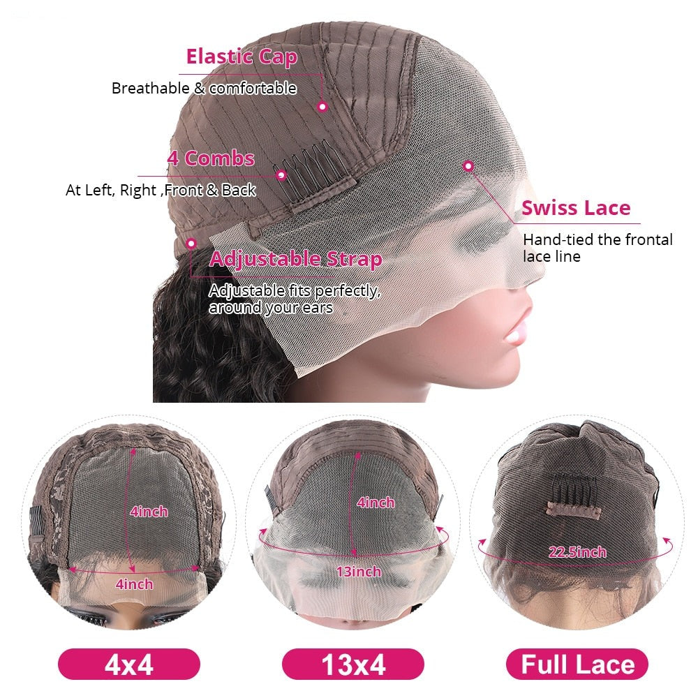 Glueless Full Lace Human Hair Wigs For Women Chocolate Brown Lace Front Wig Straight HD Lace Frontal Wig Human Hair Pre Plucked