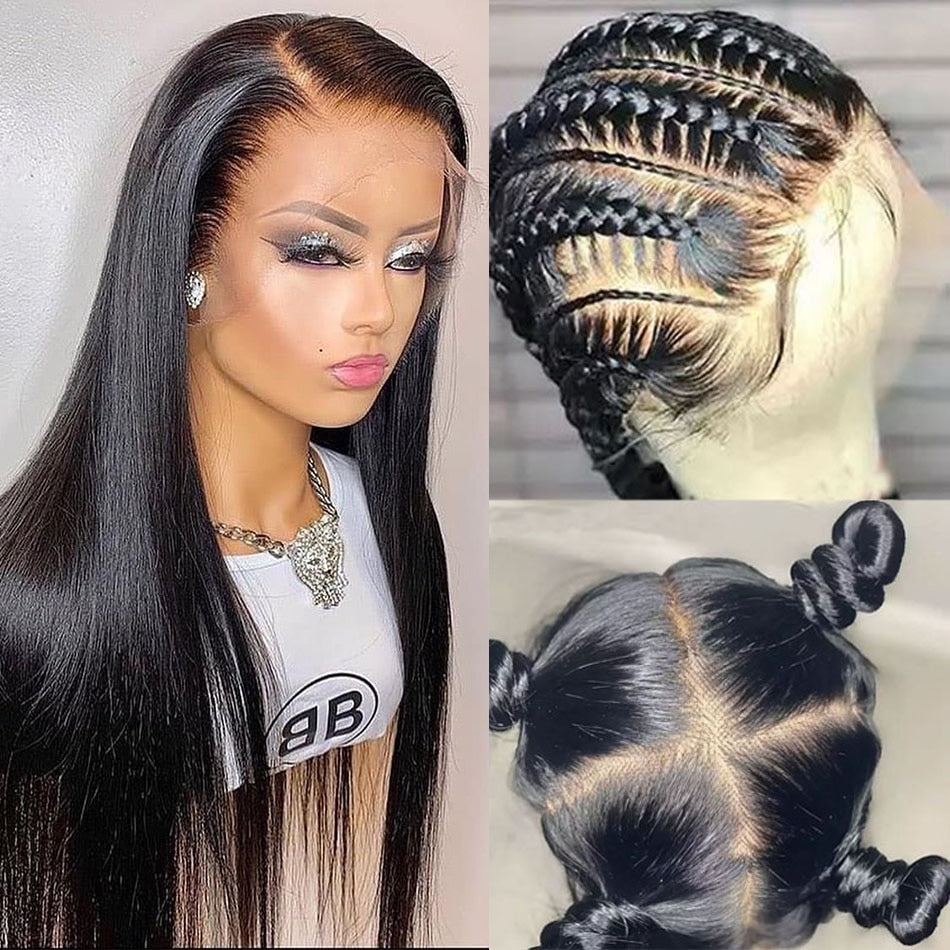 360 Full Lace Frontal Wig Human Hair Pre Plucked Brazilian Straight Human Hair Wigs For Women 13X4 HD Lace Frontal Wigs