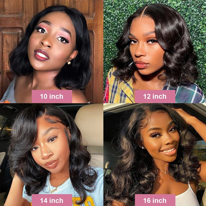 Body Wave Bob Wig Lace Front Human Hair Wigs 13x4 Short Bob HD Transparent Pre Plucked 4x4 Closure Lace Frontal Wig For Women