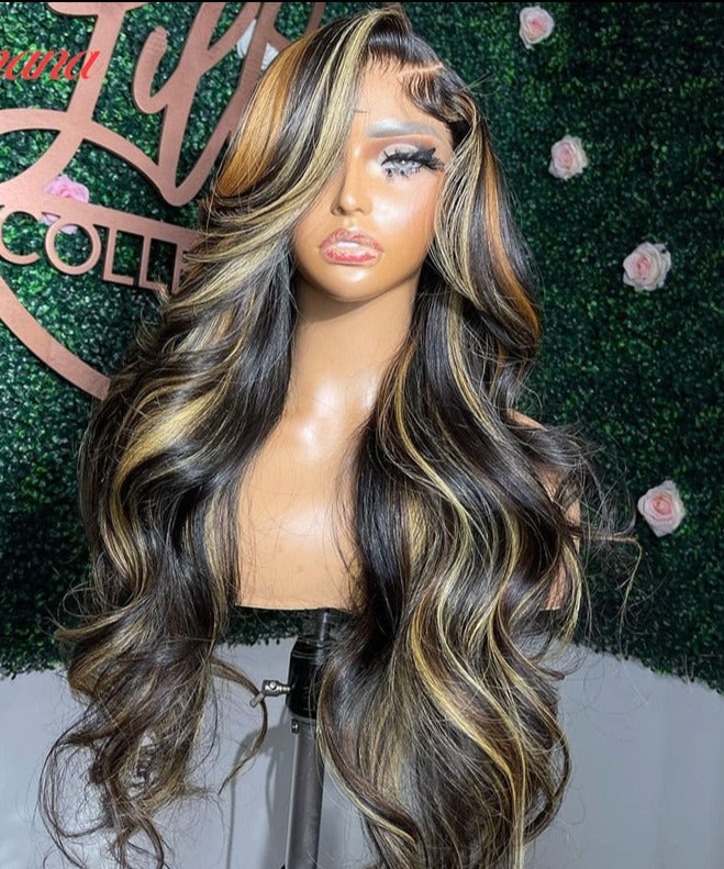 Ombre Honey Blonde Body Wave 13x6 Lace Frontal Wigs Pre-Plucked Highlight 613 Wigs Lace Closure Wigs Human Hair Wigs For Women