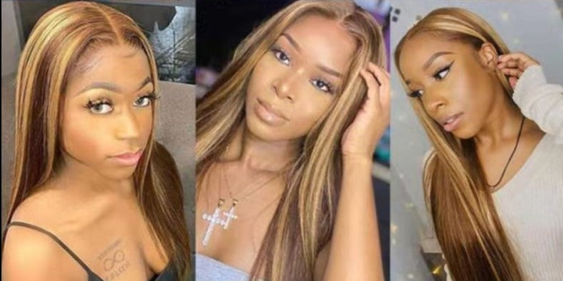 Hair Highlight Straight 13x4 Lace Front Human Hair Wigs Brazilian 4x4 Closure Wig 180 Density 5x5 Wig Ombre Lace Wig