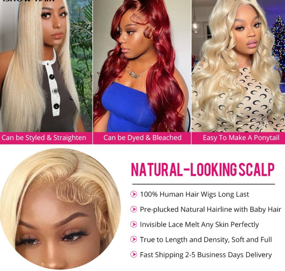 250 Density 13x6 Transparent HD Lace Frontal Wigs For Women Brazilian Remy 13x4 613 Blonde Body Wave Human Hair Wigs