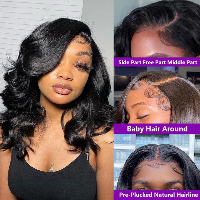 Body Wave Bob Wig Lace Front Human Hair Wigs 13x4 Short Bob HD Transparent Pre Plucked 4x4 Closure Lace Frontal Wig For Women