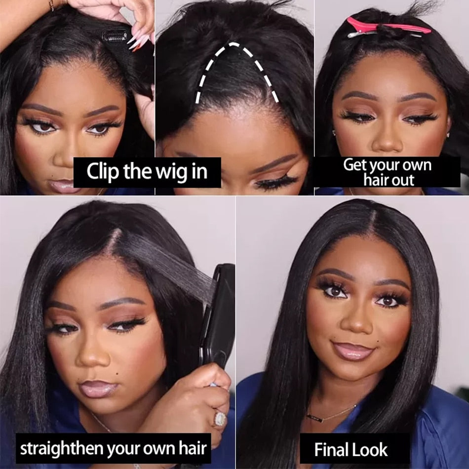 Straight Short Bob Wig V Part Wig Human Hair No Leave Out Glueless Upgrade U Part Wigs Brazilian Short Wigs Human Hair