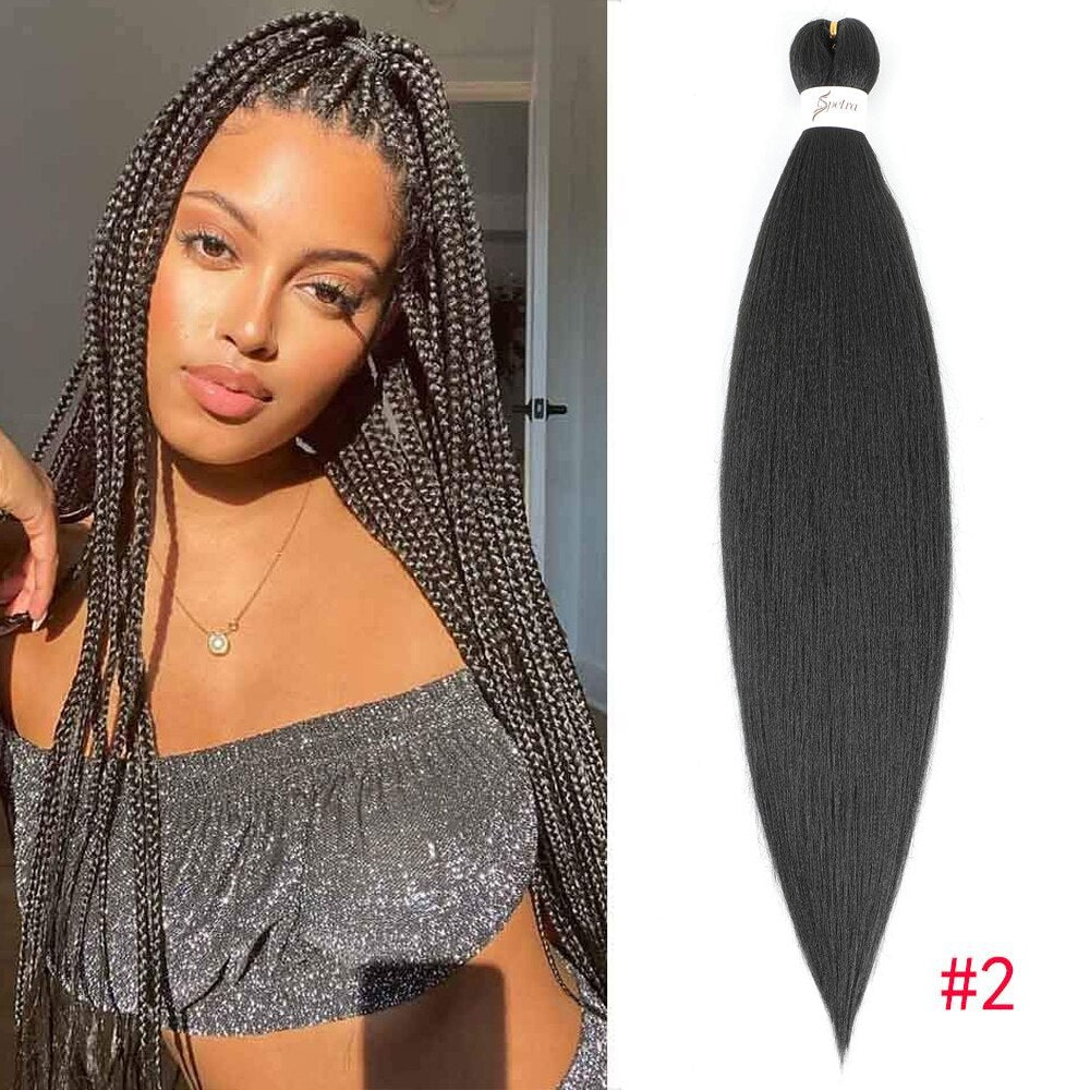 4Pcs Long Straight Pre Stretched Synthetic Braiding Hair Extensions Green Color Box Braid 24/30inches Rainbow Crochet Hair