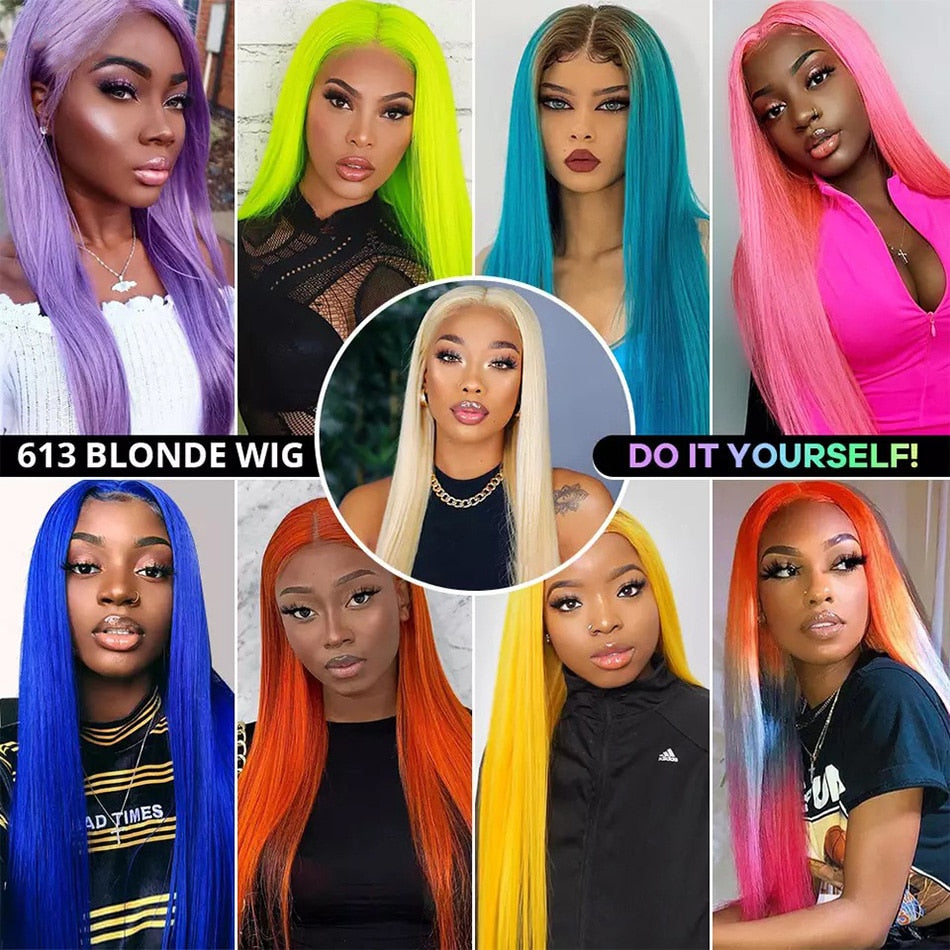 Blonde 613 Lace Frontal Wig 13x6 HD Lace Front Human Hair Wigs Pre plucked Straight Human Hair Wigs For Women 613 Short Bob Wig