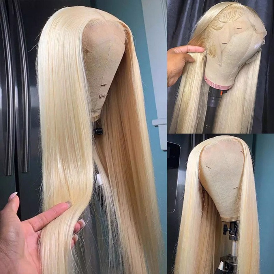 Blonde 613 Lace Frontal Wig 13x6 HD Lace Front Human Hair Wigs Pre plucked Straight Human Hair Wigs For Women 613 Short Bob Wig