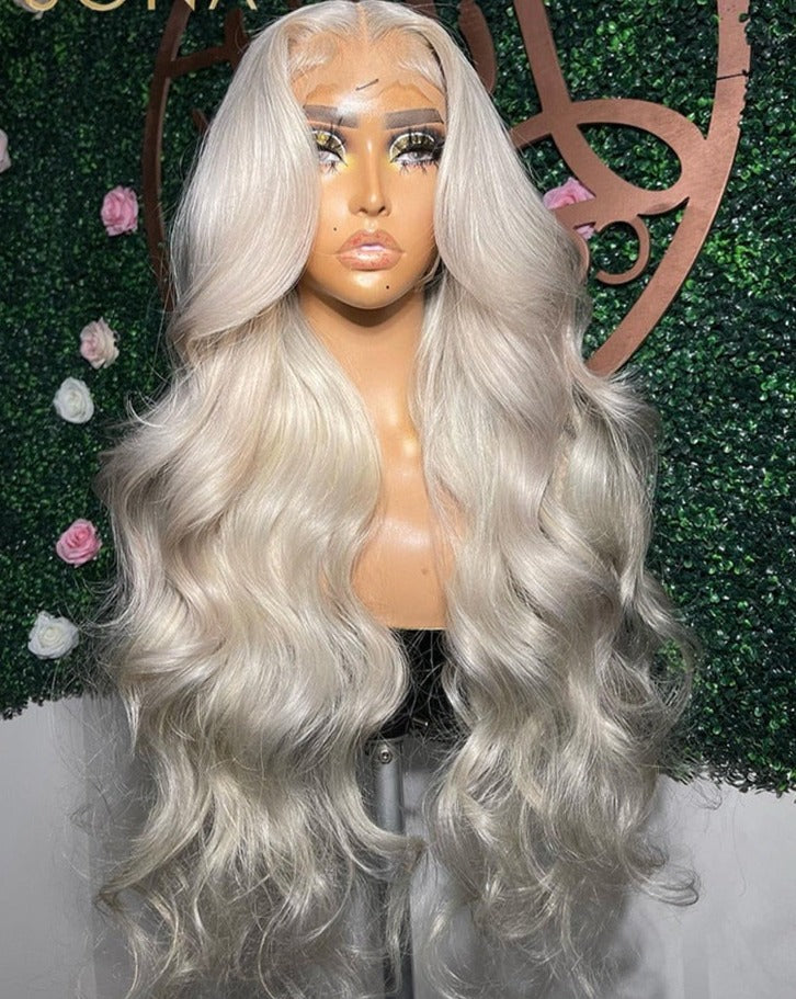 Platinum Ash Blonde Colored Lace Front Wig Pre Plucked 13X6 HD Transparent #60 White Lace Frontal Wigs For Women Human Hair