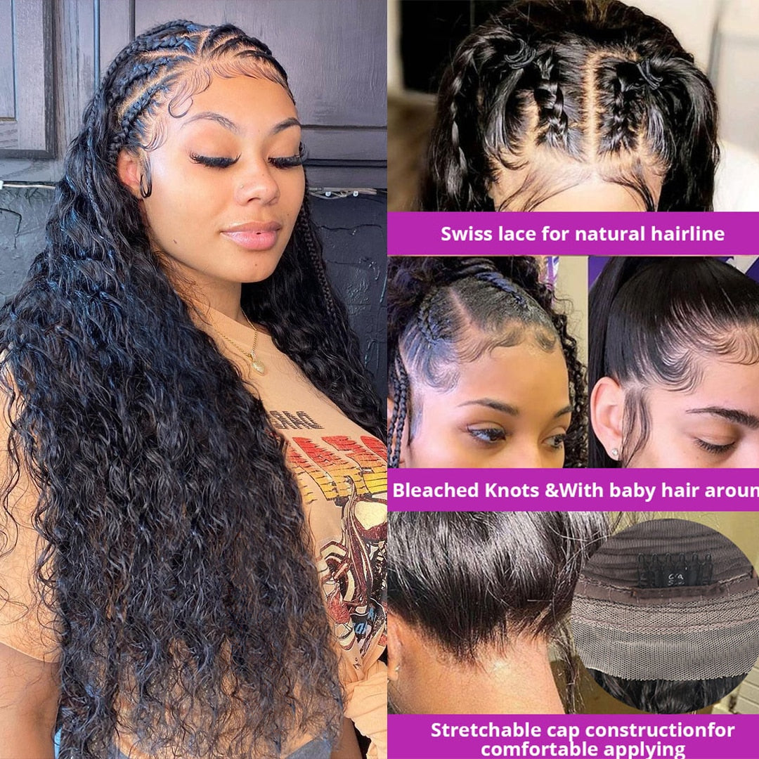 13x6 Water Wave Lace Front Wig Curly Wigs For Women Human Hair Bob Pre Plucked 30 Inch 13x4 Hd Transparent Deep Wave Frontal Wig