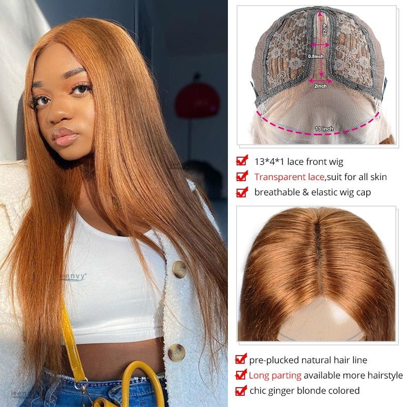 Ginger Blonde Lace Front Wigs Straight Peruvian Transparent HD Lace Human Hair Wigs Burgundy 99J 13*1 Part Lace Wigs Remy Orange