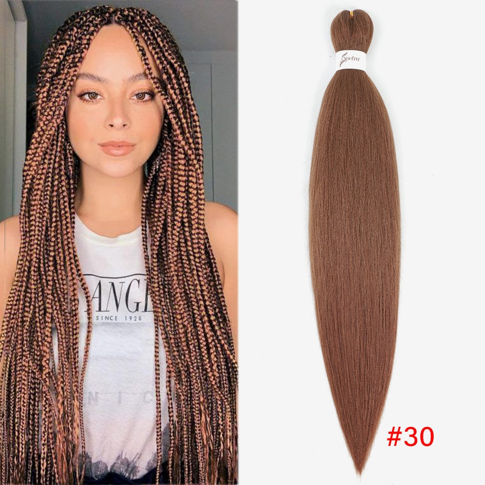 4Pcs Long Straight Pre Stretched Synthetic Braiding Hair Extensions Green Color Box Braid 24/30inches Rainbow Crochet Hair