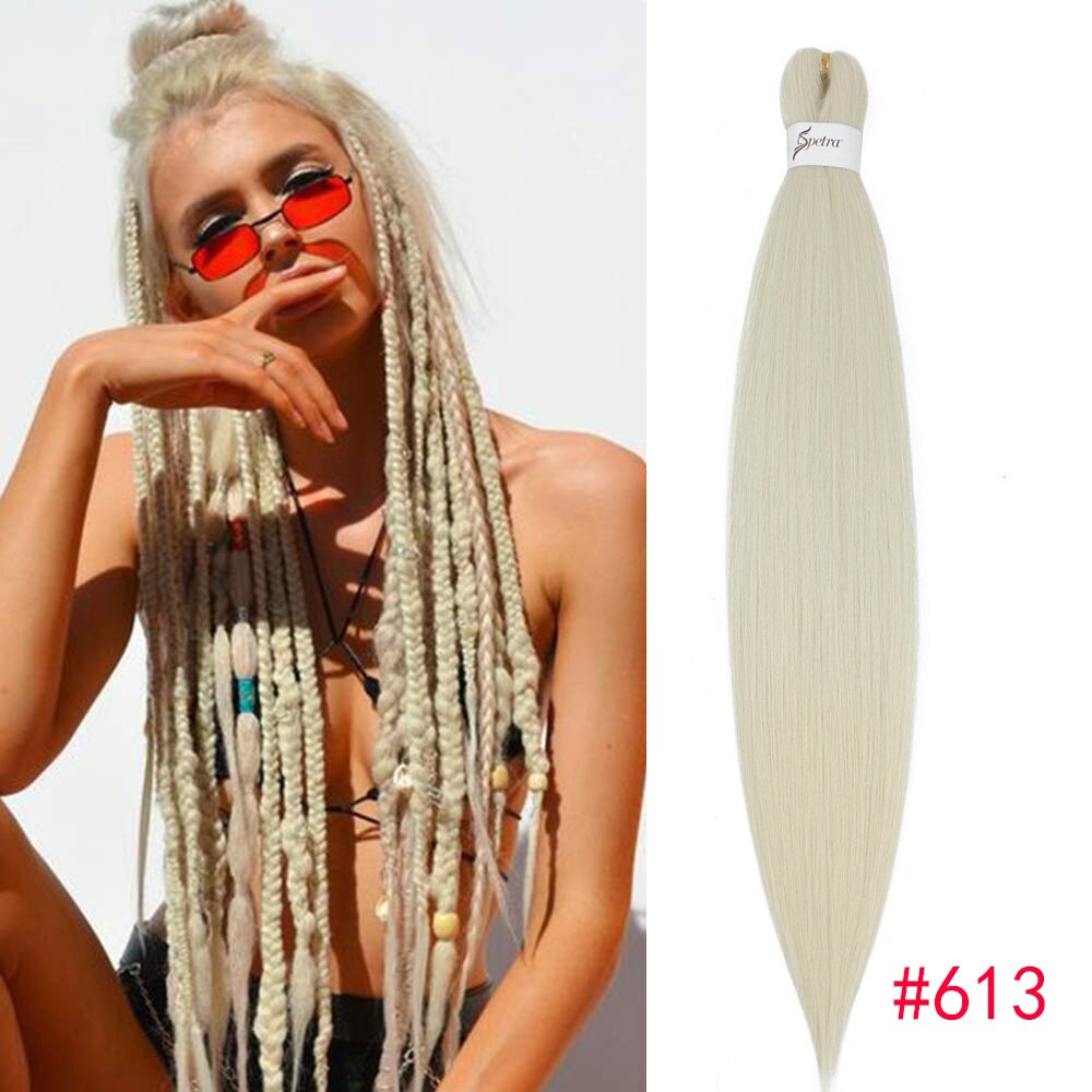 4Pcs Long Straight Pre Stretched Synthetic Braiding Hair Extensions Green Color Box Braid 24/30inches Rainbow Crochet Hair