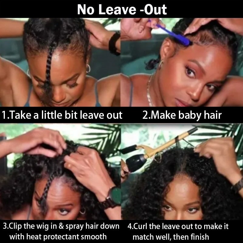 Kinky Curly V Part Wig Human Hair No Leave Out Brazilian Hair Wigs for Women 250 Density Deep Wave Curly Glueless V U Part Wig