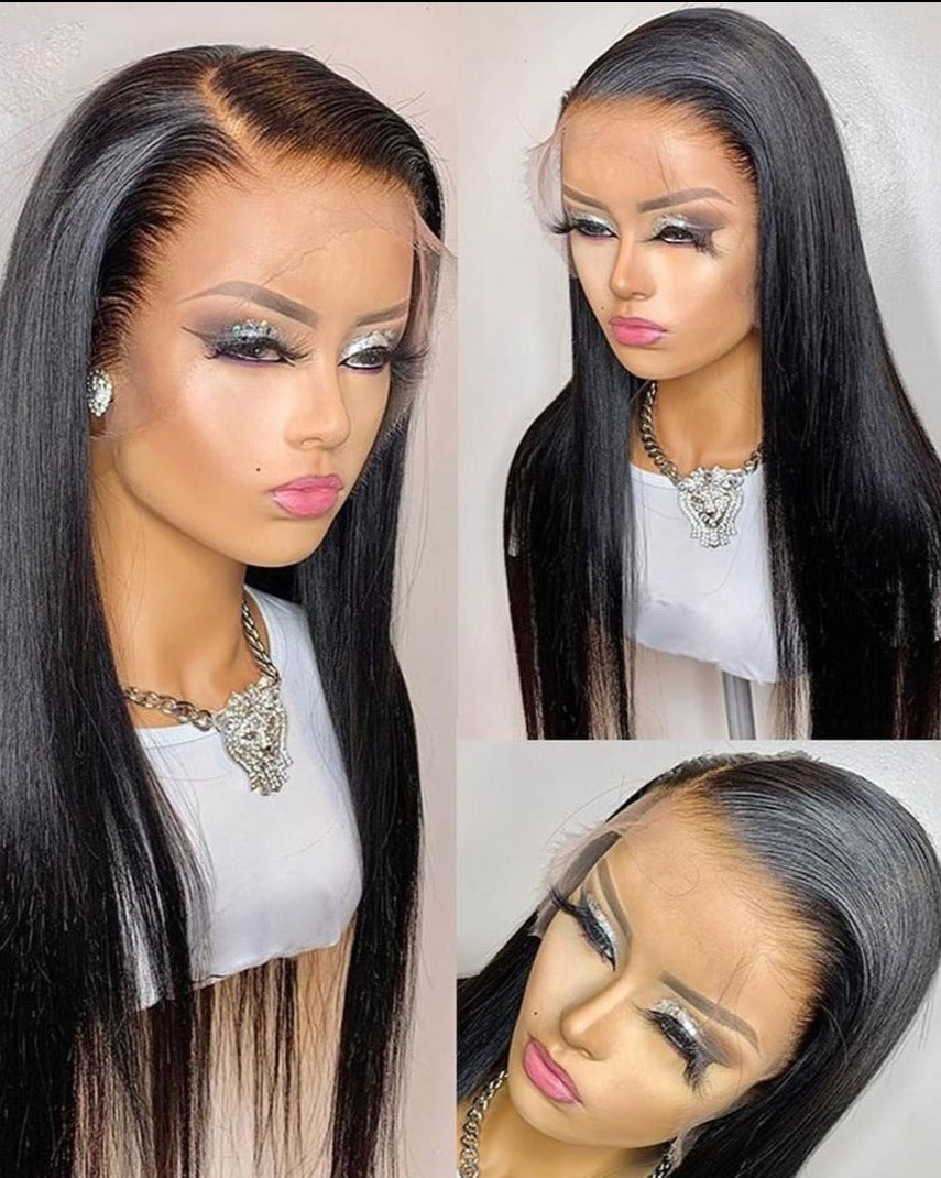 Dark Green Lace Front Wigs For Women Human Hair Pre Plucked Transparent Ombre Green Lace Frontal Wig with Roots Colored