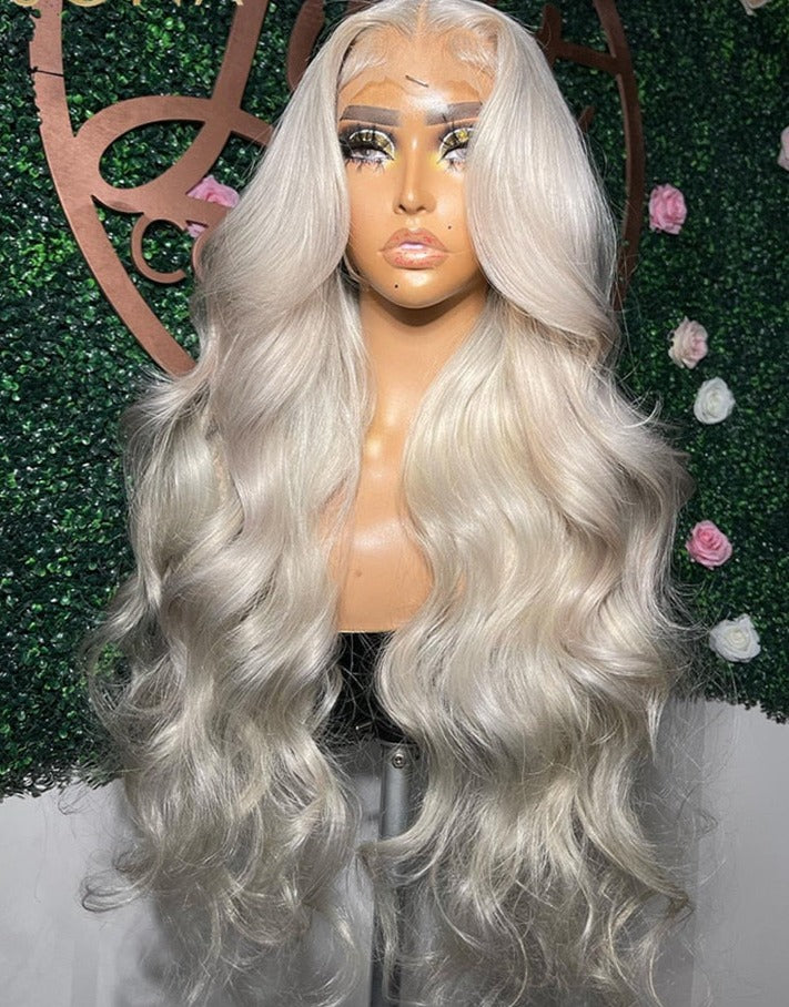 Platinum Ash Blonde Colored Lace Front Wig Pre Plucked 13X6 HD Transparent #60 White Lace Frontal Wigs For Women Human Hair
