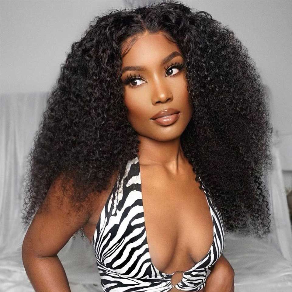 Kinky Curly V Part Wig Human Hair No Leave Out Brazilian Hair Wigs for Women 250 Density Deep Wave Curly Glueless V U Part Wig