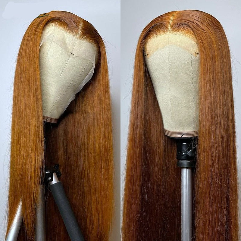 Ginger Blonde Lace Front Wigs Straight Peruvian Transparent HD Lace Human Hair Wigs Burgundy 99J 13*1 Part Lace Wigs Remy Orange
