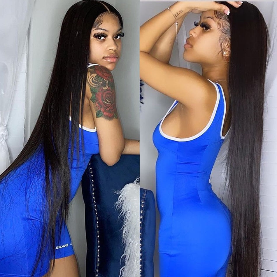 360 Full Lace Frontal Wig Human Hair Pre Plucked Brazilian Straight Human Hair Wigs For Women 13X4 HD Lace Frontal Wigs