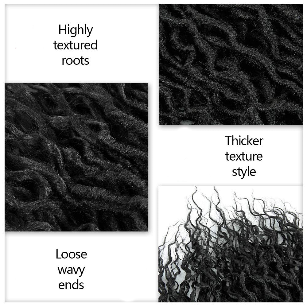 Goddess Faux Locs With Curly End Synthetic Crochet Braids Hair Extensions For Women Ombre Brown Color Messy Dreadlocks