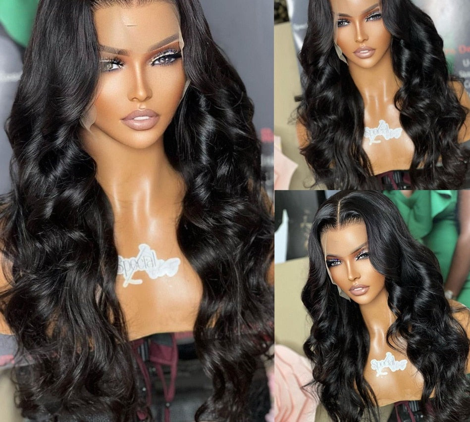 Dark Green Lace Front Wigs For Women Human Hair Pre Plucked Transparent Ombre Green Lace Frontal Wig with Roots Colored