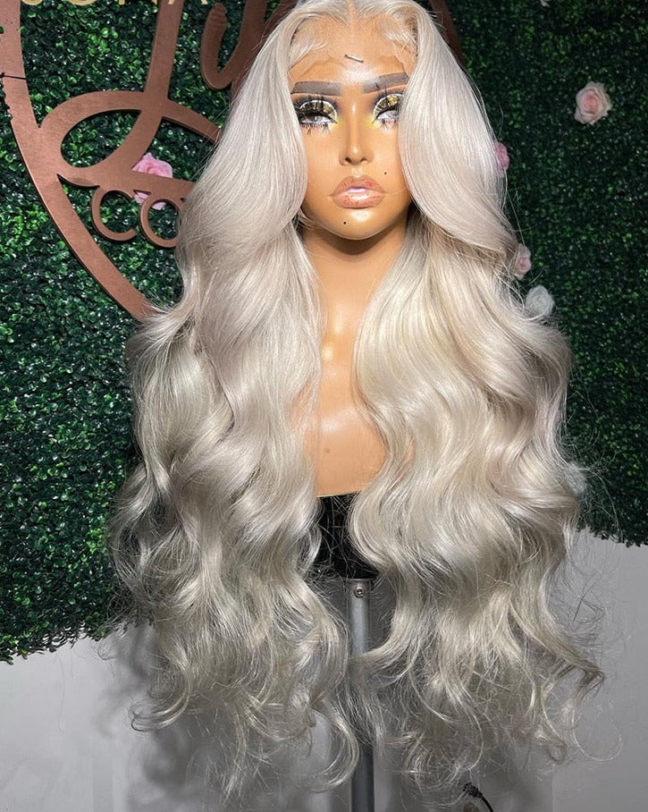 Platinum Ash Blonde Colored Lace Front Wig Pre Plucked 13X6 HD Transparent #60 White Lace Frontal Wigs For Women Human Hair