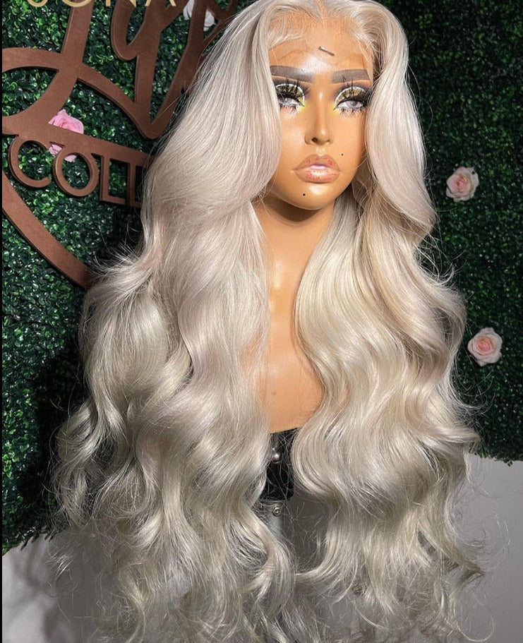 Platinum Ash Blonde Colored Lace Front Wig Pre Plucked 13X6 HD Transparent #60 White Lace Frontal Wigs For Women Human Hair