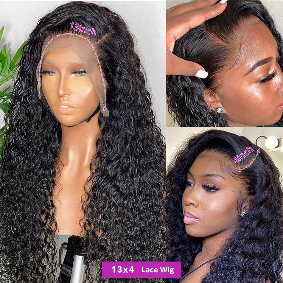 13x6 Water Wave Lace Front Wig Curly Wigs For Women Human Hair Bob Pre Plucked 30 Inch 13x4 Hd Transparent Deep Wave Frontal Wig