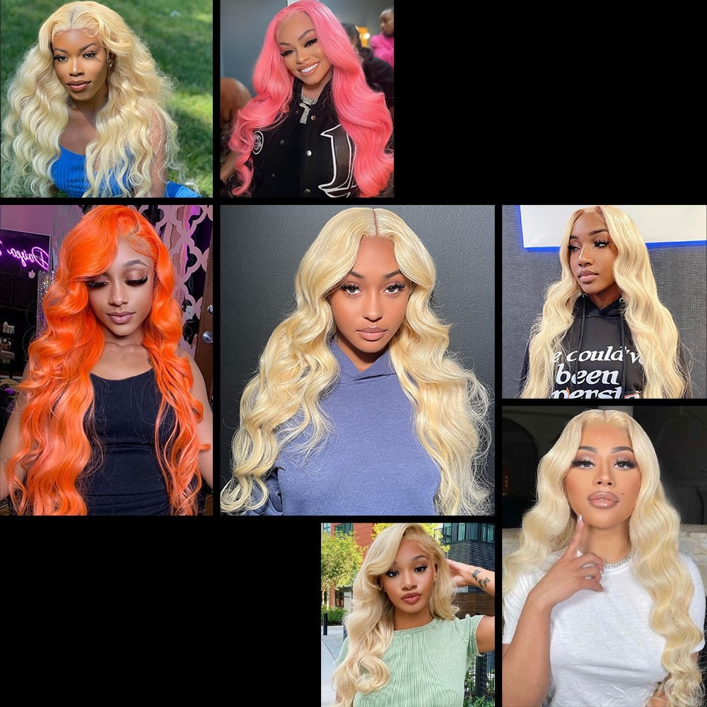 250 Density 13x6 Transparent HD Lace Frontal Wigs For Women Brazilian Remy 13x4 613 Blonde Body Wave Human Hair Wigs