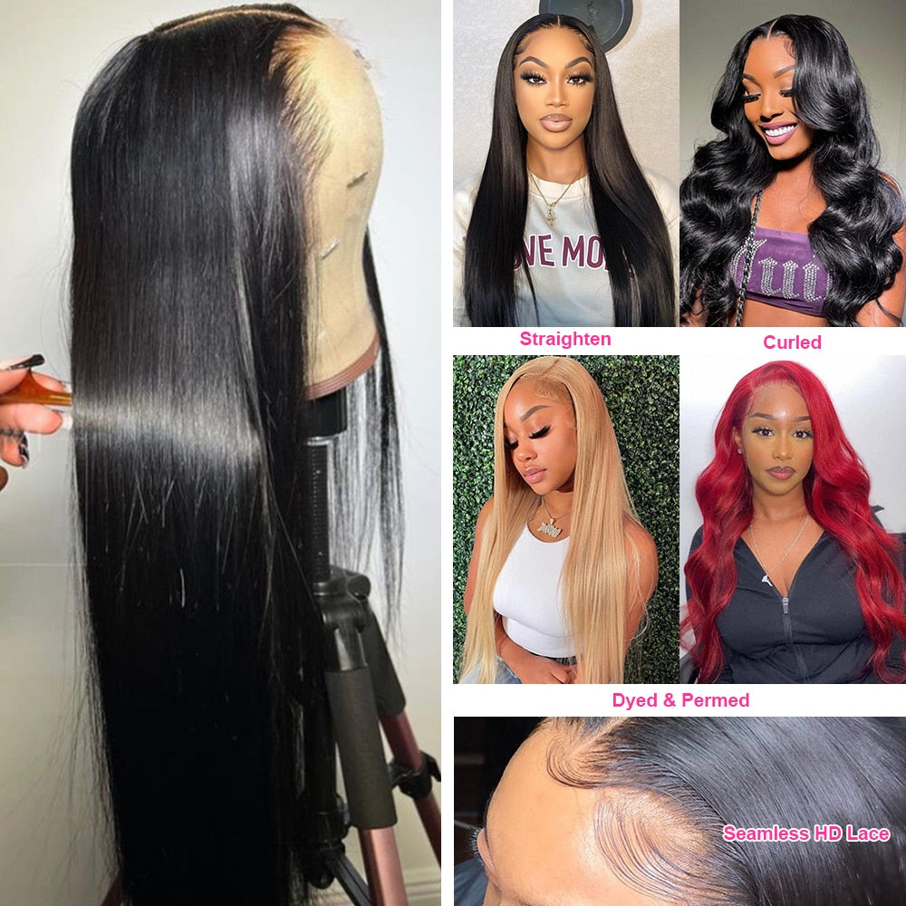 360 Full Lace Frontal Wig Human Hair Pre Plucked Brazilian Straight Human Hair Wigs For Women 13X4 HD Lace Frontal Wigs