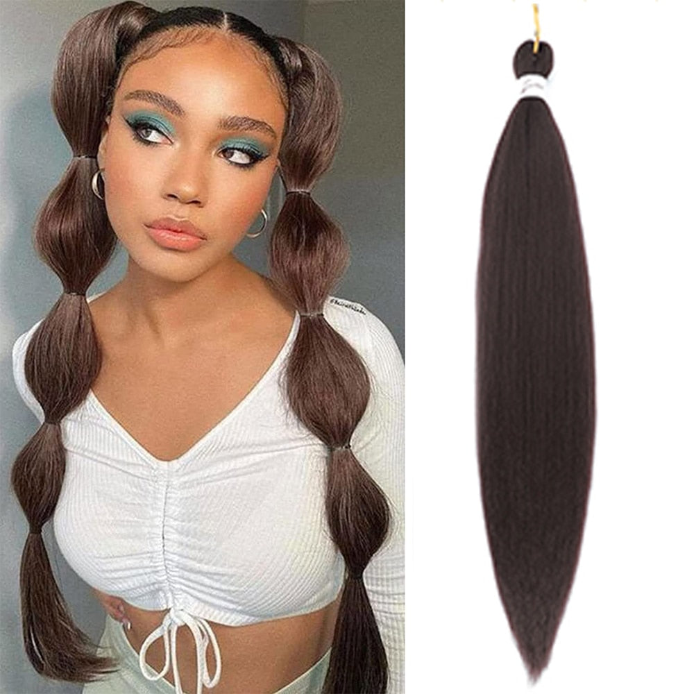 4Pcs Long Straight Pre Stretched Synthetic Braiding Hair Extensions Green Color Box Braid 24/30inches Rainbow Crochet Hair