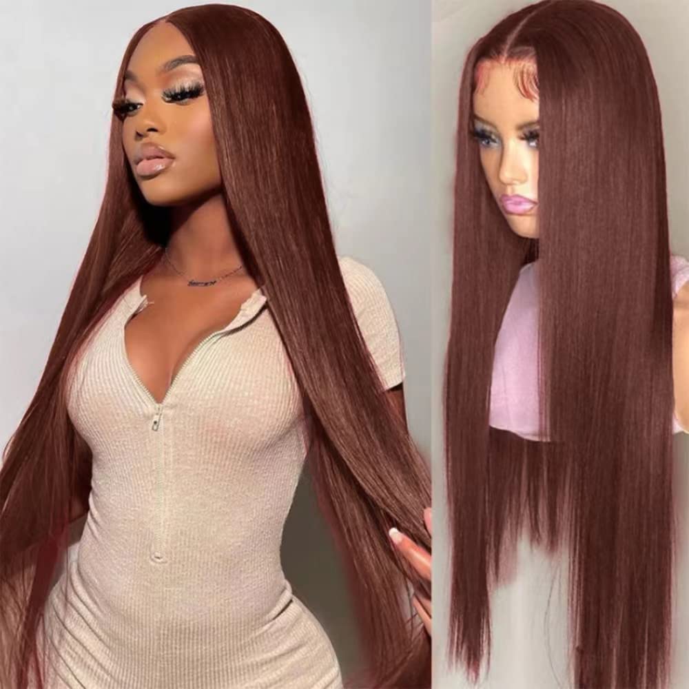 Chocolate Brown 13x4 Lace Frontal Human Hair Wigs For Women Body Wave HD Transparent Lace Front Human Hair Wig