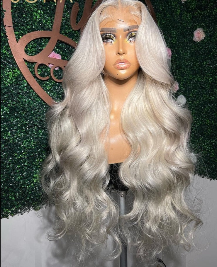 Platinum Ash Blonde Colored Lace Front Wig Pre Plucked 13X6 HD Transparent #60 White Lace Frontal Wigs For Women Human Hair